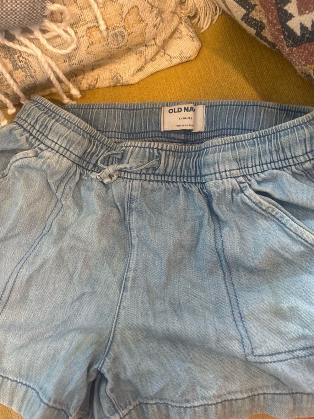 Old Navy Light Blue Chambray Drawstring Pull-On Shorts
